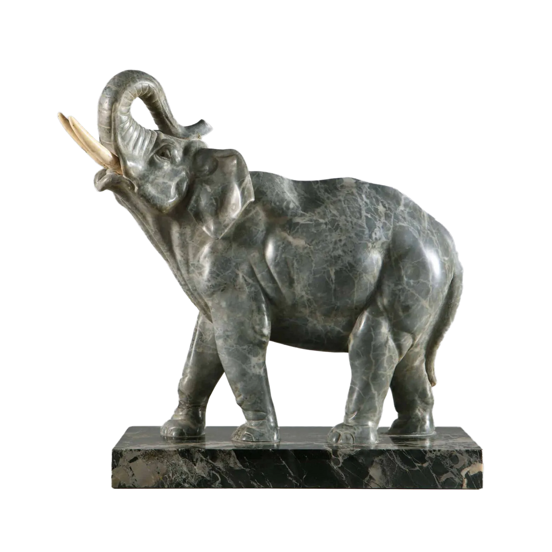 Grey Marble sculpture of an Elephant