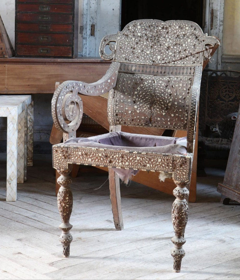 Hoshiarpur Bone Inlaid Armchair
