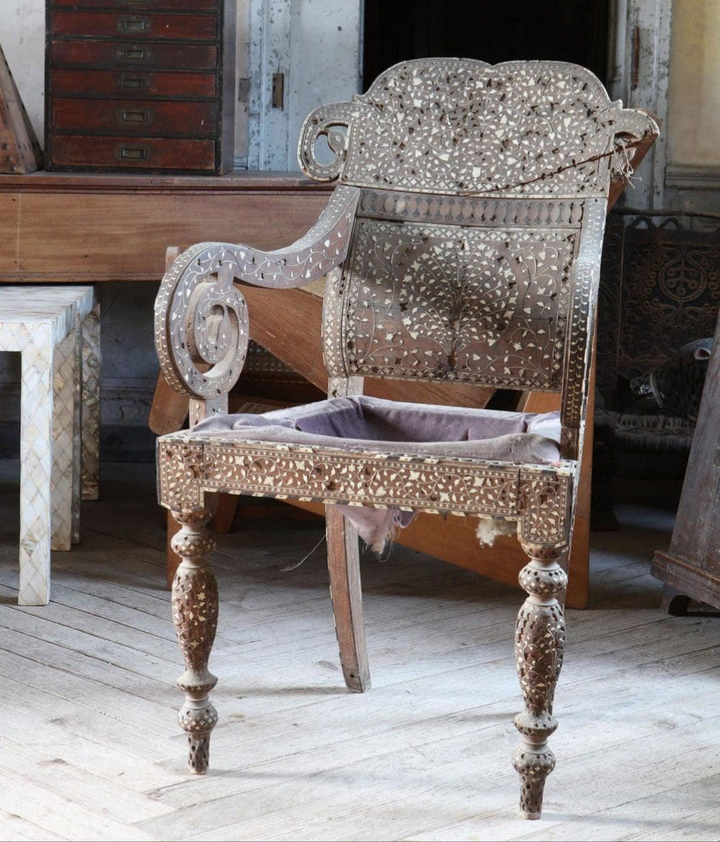 Hoshiarpur Bone Inlaid Armchair