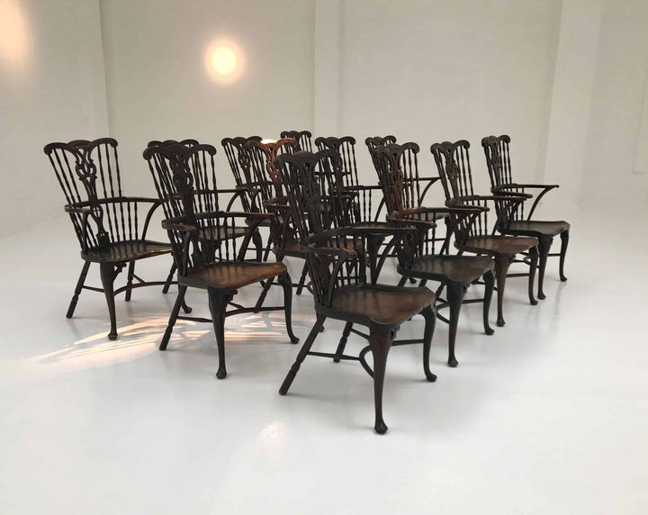 Set of 12 Georgian Comb Back Windsor Armchairs