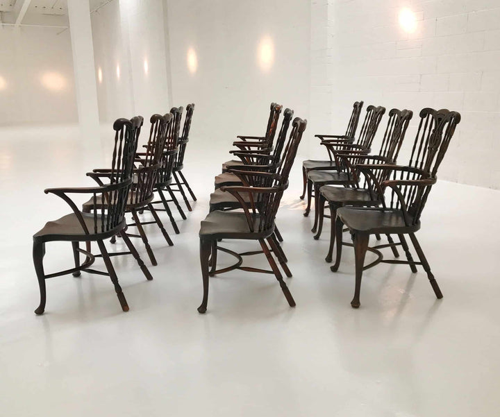 Set of 12 Georgian Comb Back Windsor Armchairs