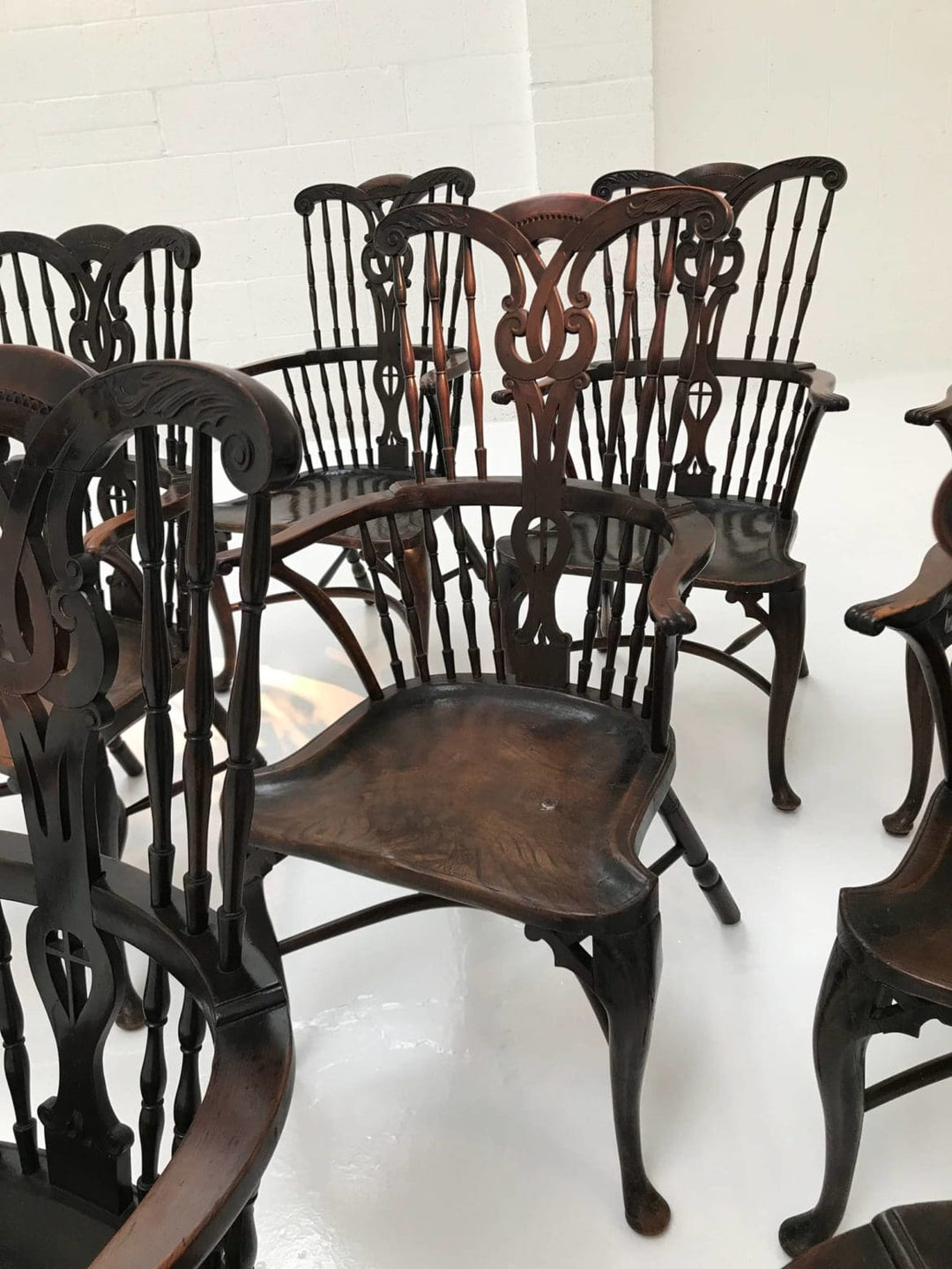 Set of 12 Georgian Comb Back Windsor Armchairs