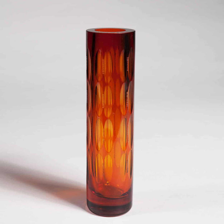 Seven Mid Century Bohemian Coloured Glass Vases