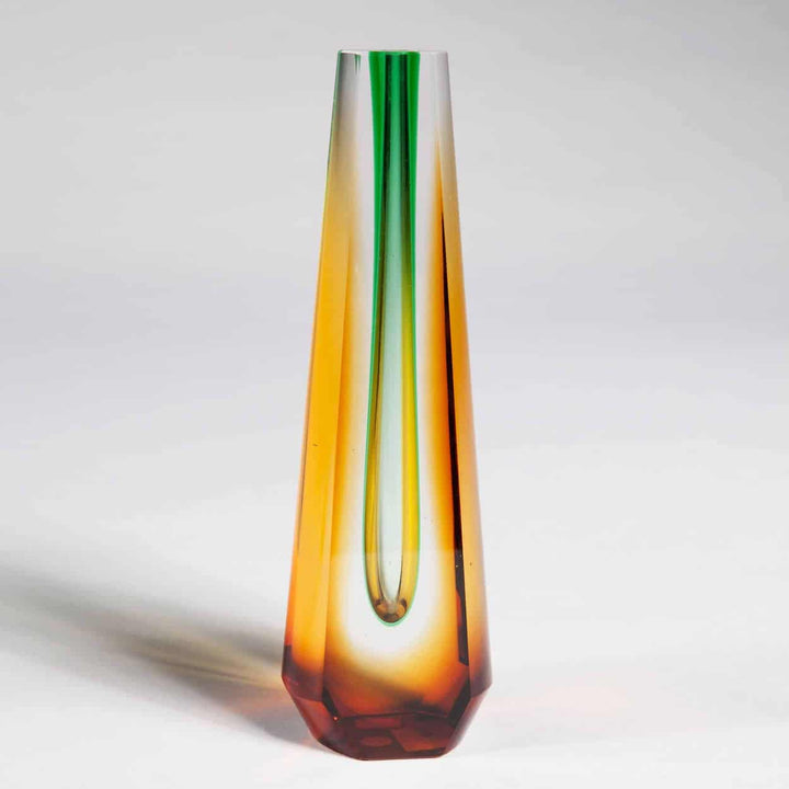 Seven Mid Century Bohemian Coloured Glass Vases