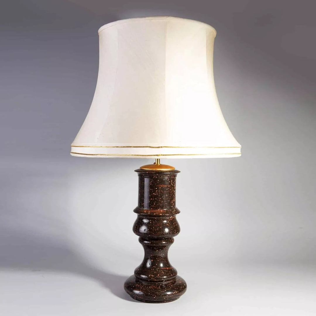 A rare large scale Swedish porphyry vase as a lamp