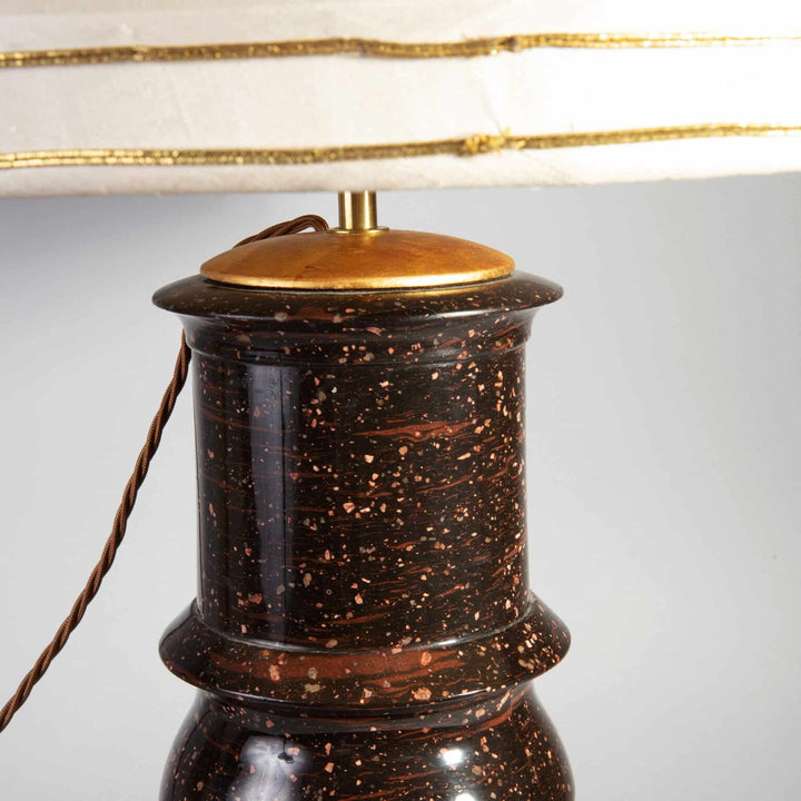 A rare large scale Swedish porphyry vase as a lamp