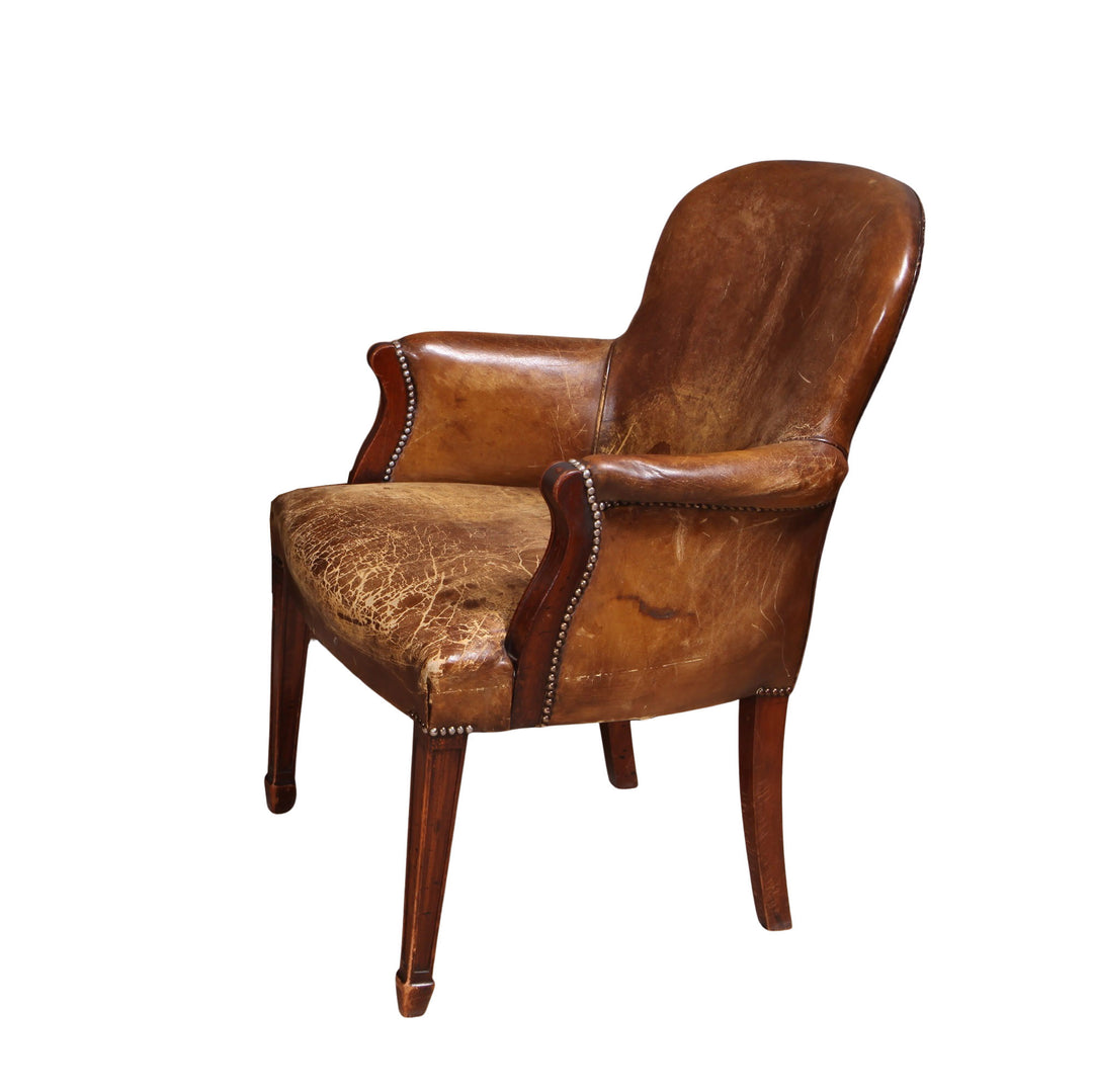 19th Century Leather Upholstered Desk Chair in the Late Georgian Style