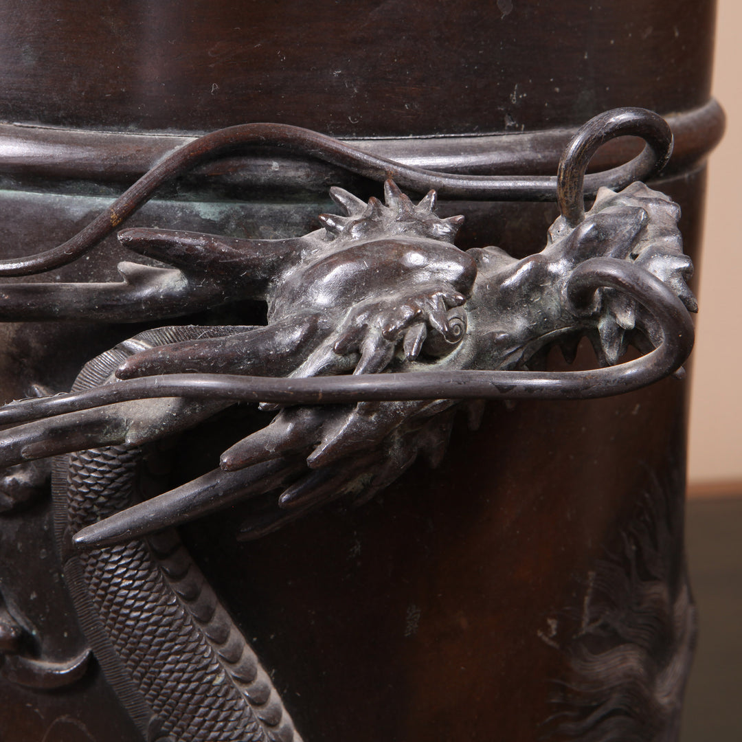 Japanese Meiji Bronze Dragon Stick Stand