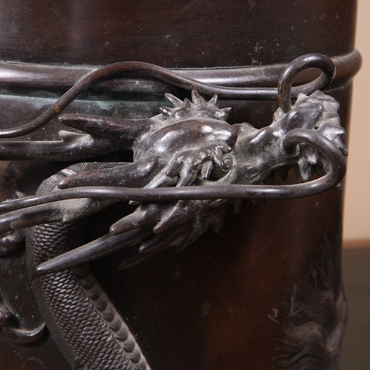 Japanese Meiji Bronze Dragon Stick Stand