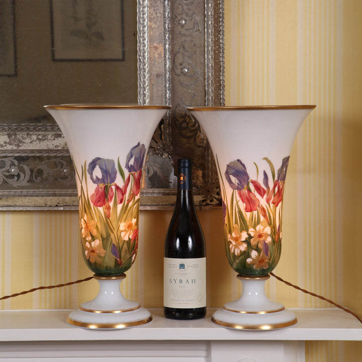 Pair of Opaline Glass Vases as Table Lamps