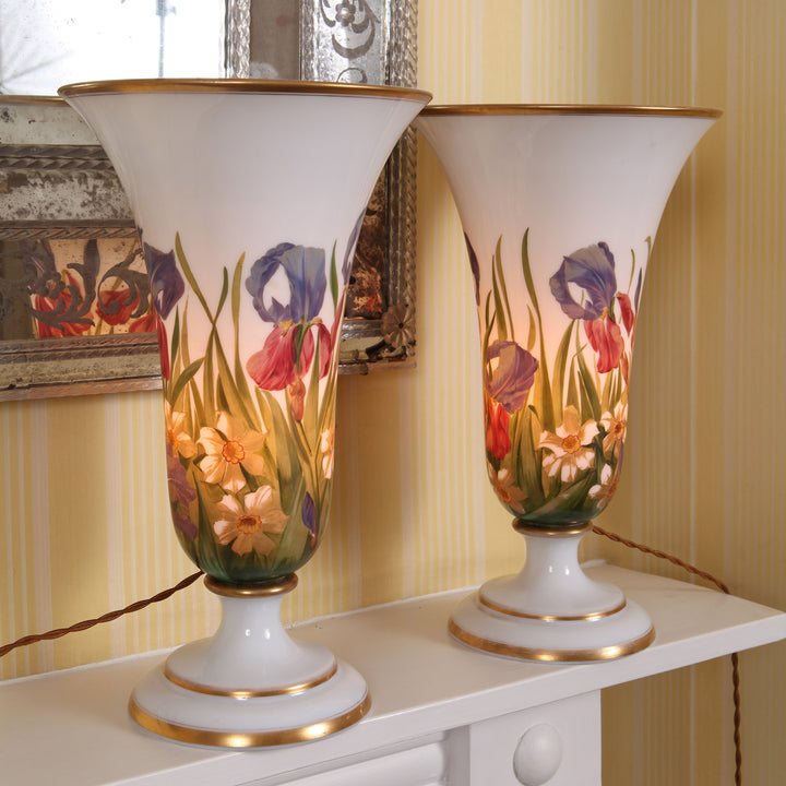 Pair of Opaline Glass Vases as Table Lamps