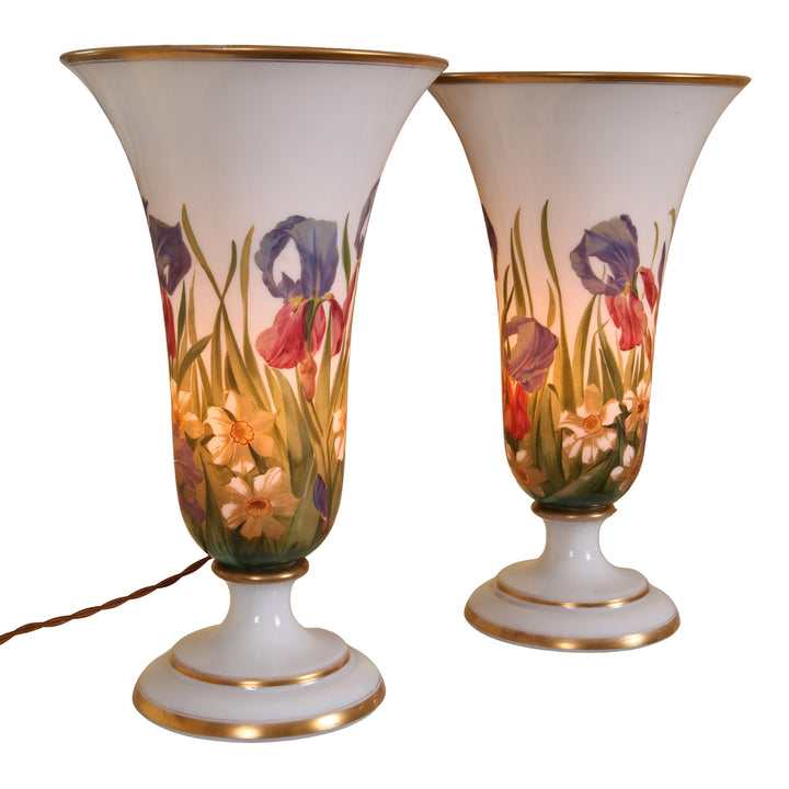 Pair of Opaline Glass Vases as Table Lamps