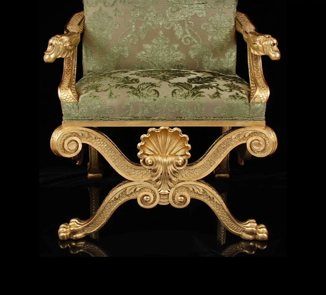 19th Century Giltwood Throne Chair after William Kent