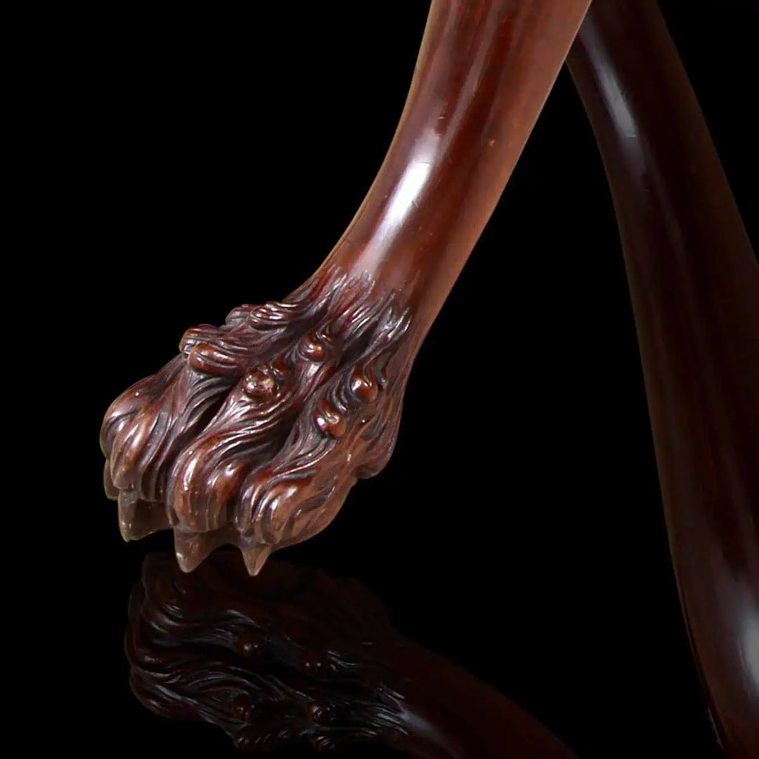 George II Mahogany Revolving Dumbwaiter detailed hairy paw foot carved in mid-18th century Chippendale style wood.
