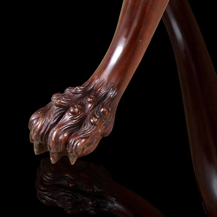 George II Mahogany Revolving Dumbwaiter detailed hairy paw foot carved in mid-18th century Chippendale style wood.