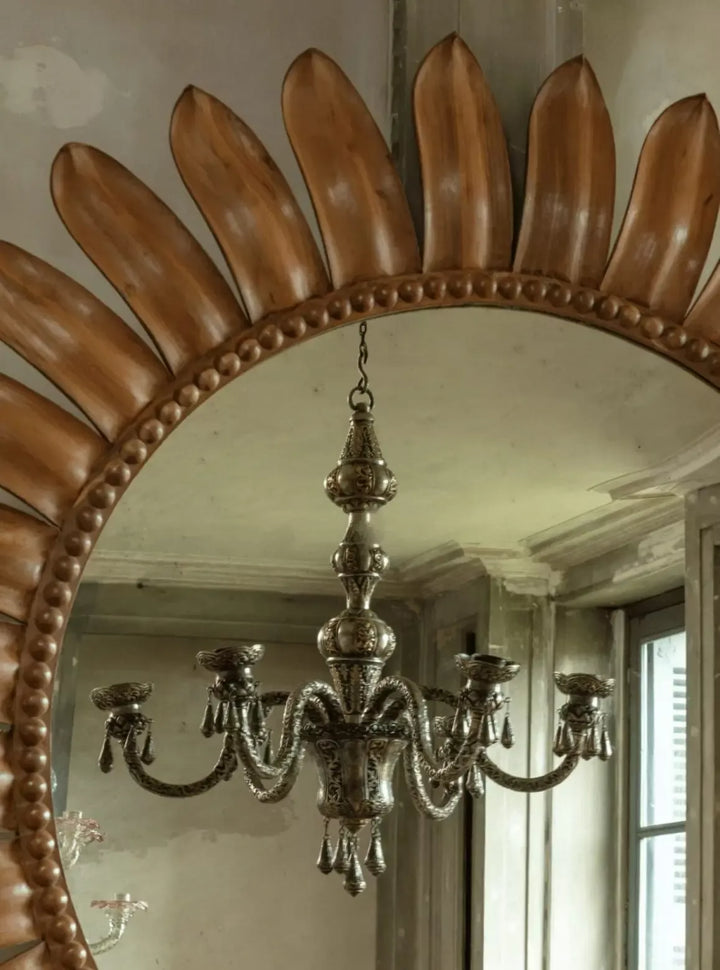 Repoussé Silver Six Arm Indian Chandelier