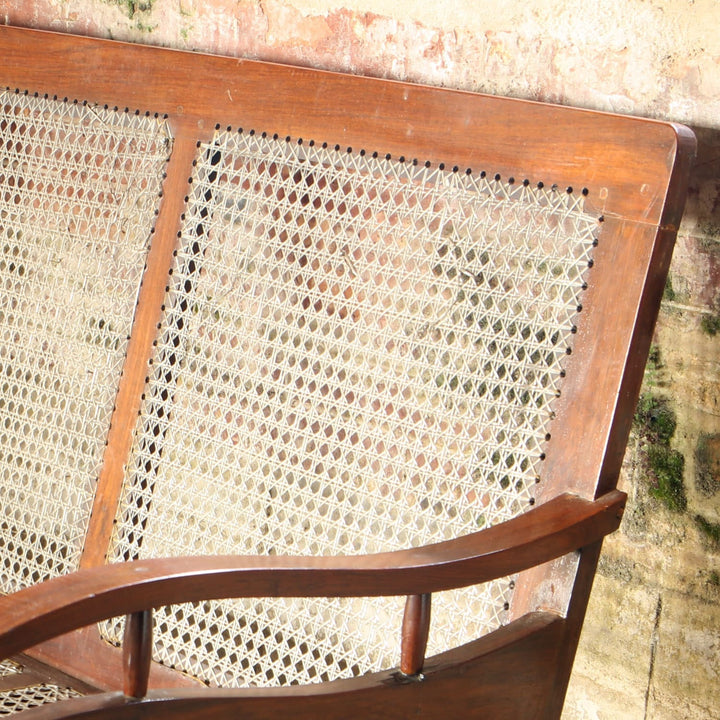 Early 20th Century Caned Bombay Art Deco Settee
