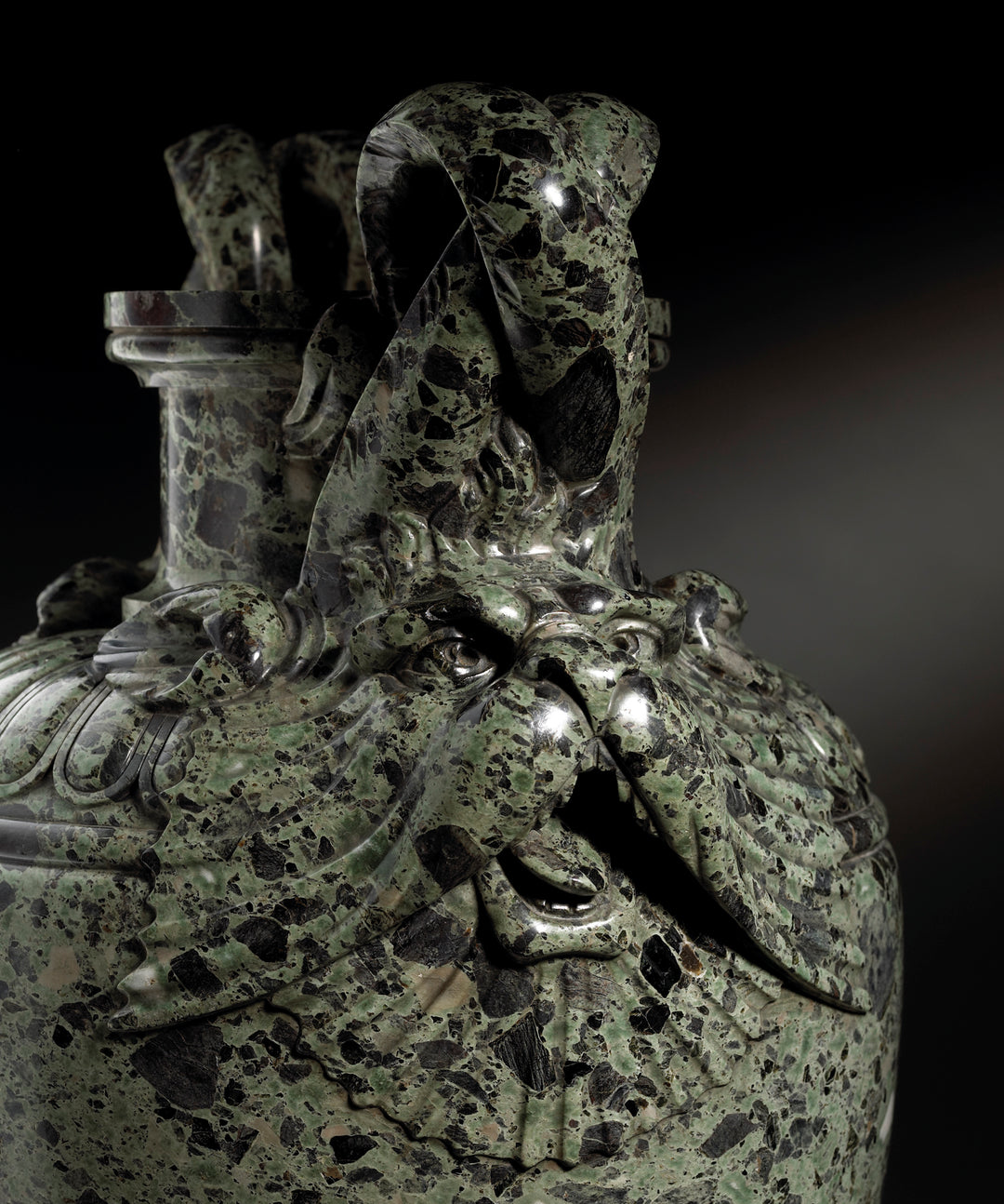 Pair of green marble vases