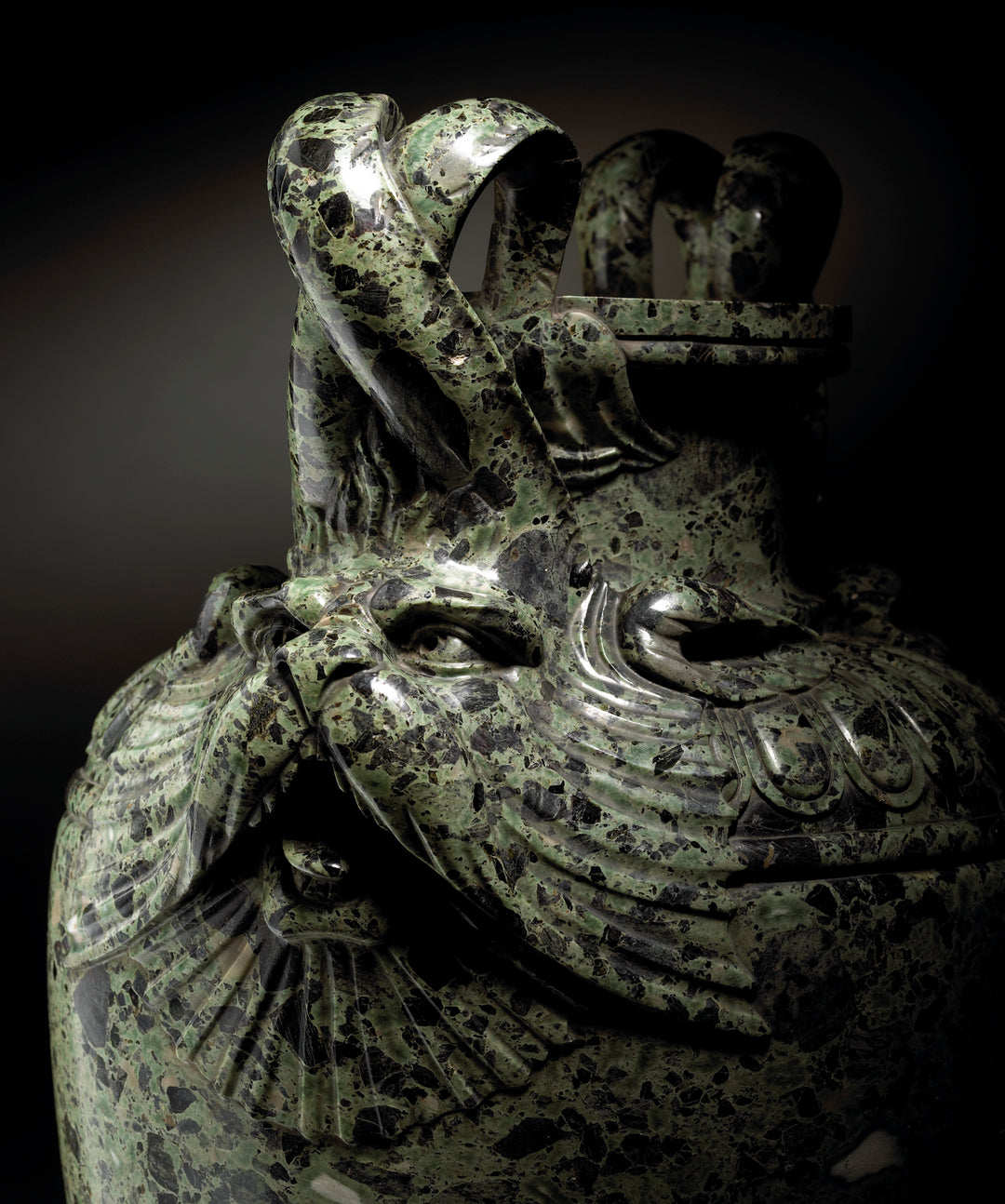 Pair of green marble vases