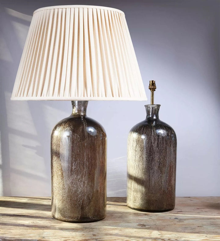 Large pair of decorative Eglomise Glass Jars at table lamps