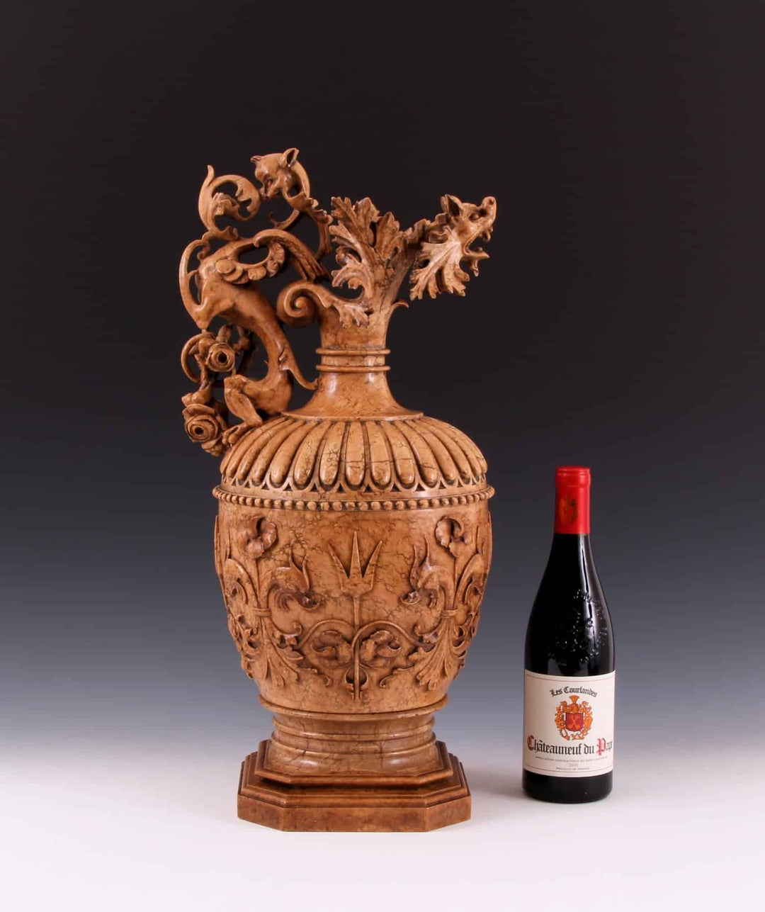 Magnificent 19th Century Neo-Renaissance Carved Giallo Egitto Marble Ewer