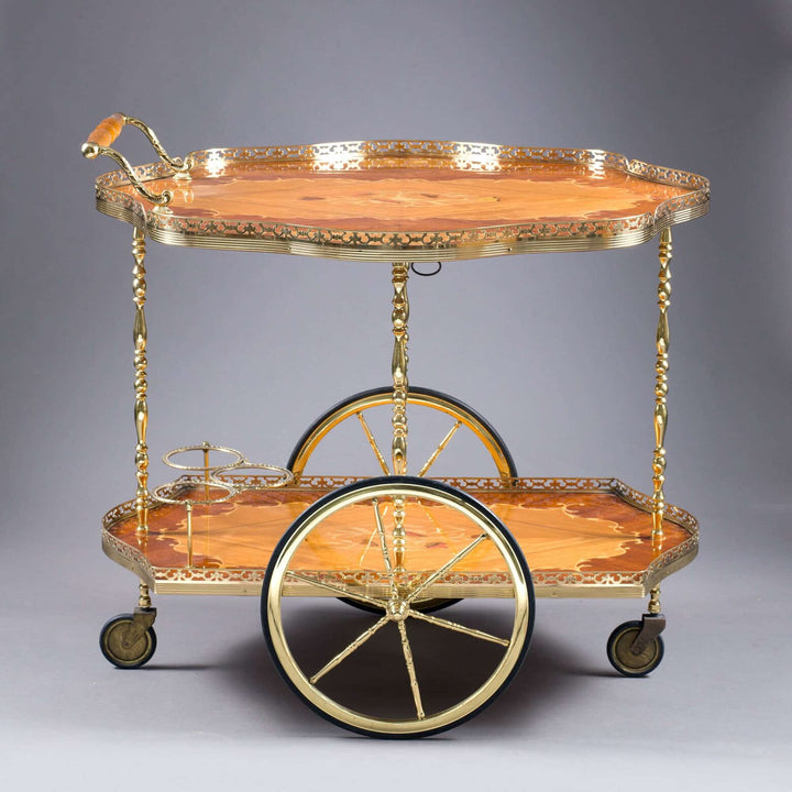 Mid 20th Century Brass Mounted Drinks Cart