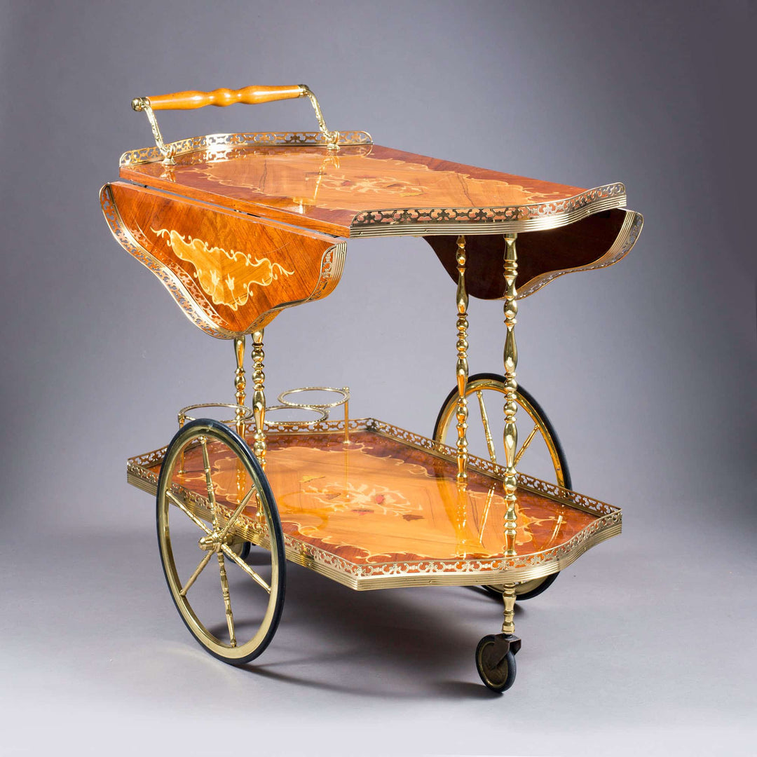 Mid 20th Century Brass Mounted Drinks Cart
