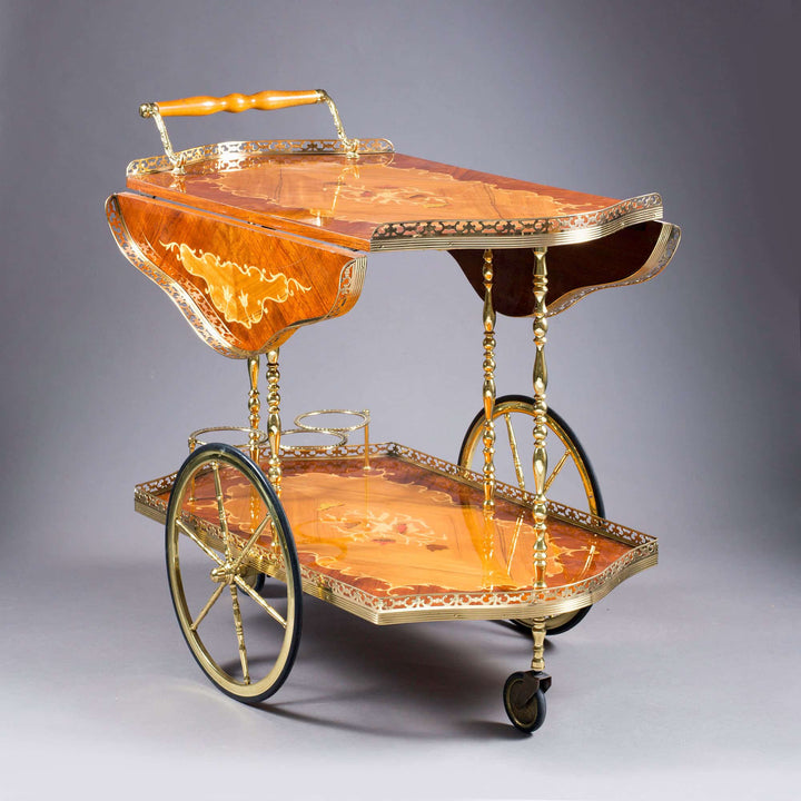 Mid 20th Century Brass Mounted Drinks Cart