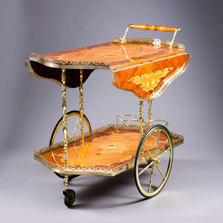 Mid 20th Century Brass Mounted Drinks Cart