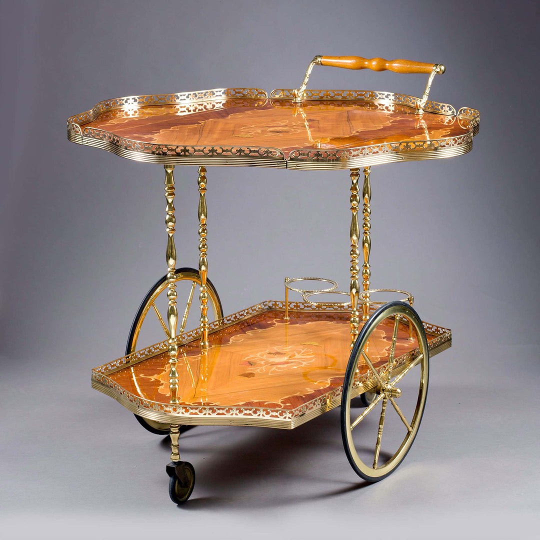 Mid 20th Century Brass Mounted Drinks Cart