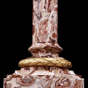 Alabastro Stalactite Gilt Bronze Mounted Pedestal Column with detailed alabastro pattern and gilt bronze base.