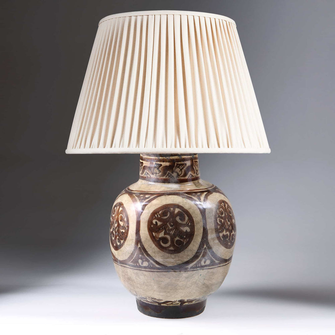 Monochrome North Indian Vase Mounted as a Table Lamp
