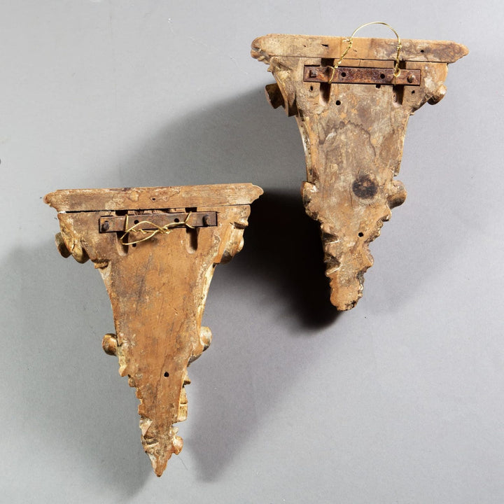 Pair of 18th Century Rococo Parcel Gilt Italian Wall Brackets