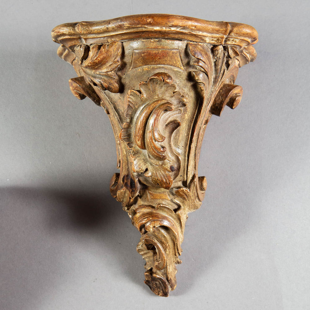 Pair of 18th Century Rococo Parcel Gilt Italian Wall Brackets