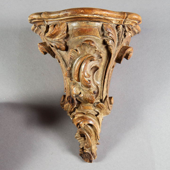 Pair of 18th Century Rococo Parcel Gilt Italian Wall Brackets