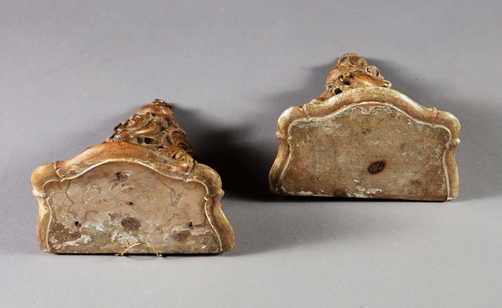 Pair of 18th Century Rococo Parcel Gilt Italian Wall Brackets