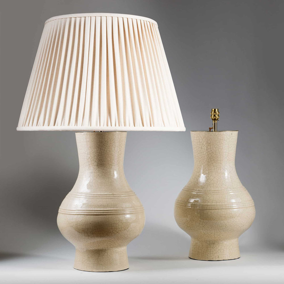 Pair of Large Chinese Crackle Glazed Vases as Table Lamps