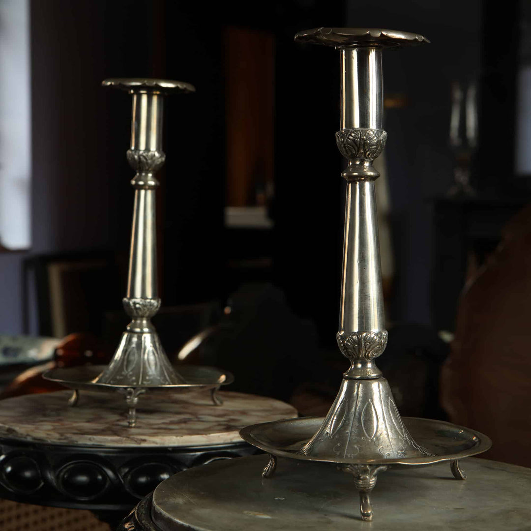 Pair of European Silver Candlesticks