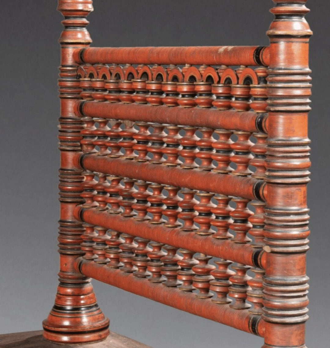 Rare 18th Century South Indian Red Lacquer Bed