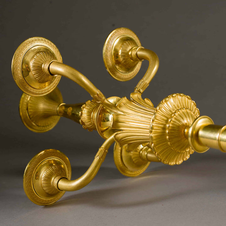 Pair of Russian Gilt Bronze 5 Light Candelabra