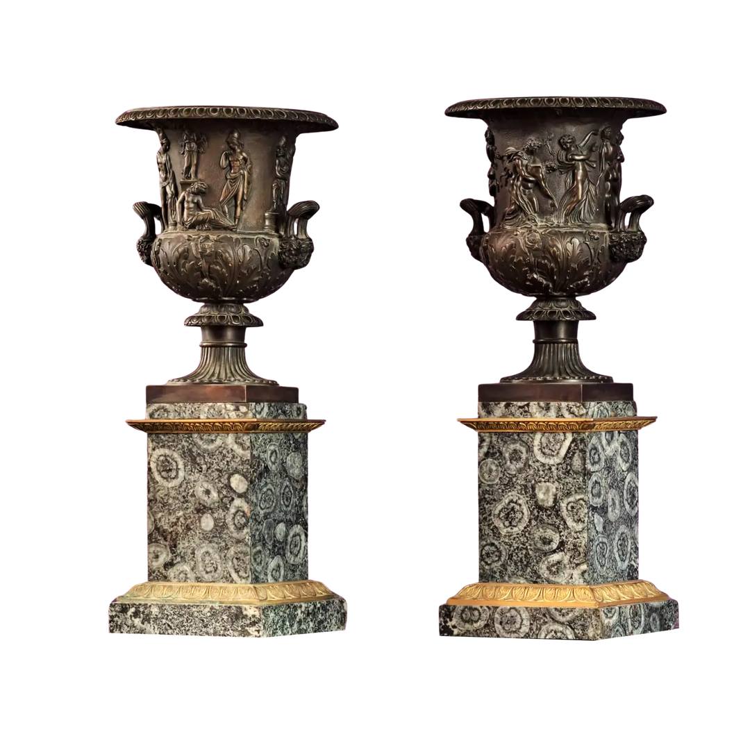 Pair of Bronze and Napoleonite Medici / Borghese Vases