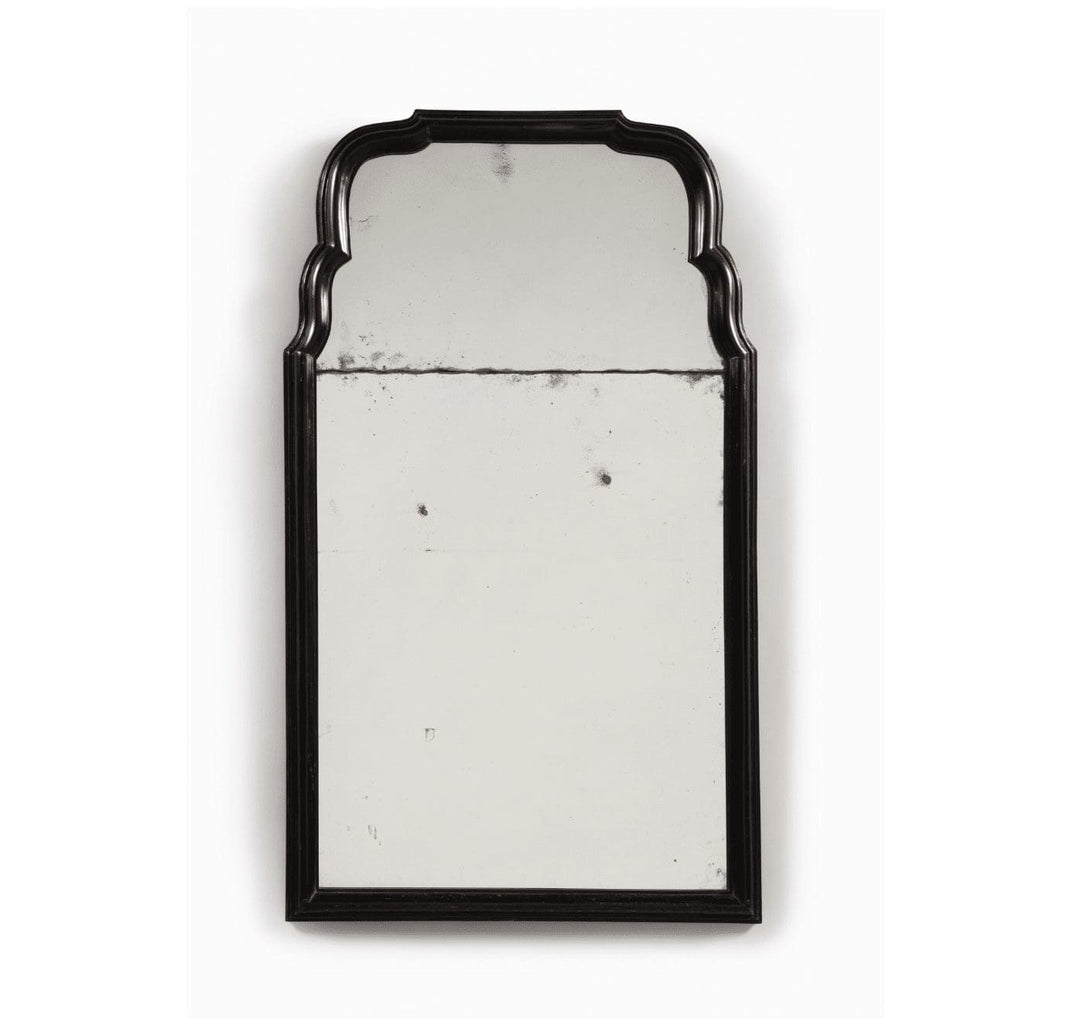 Pair of Queen Anne Style Ebony Pier Mirrors with aged mirror plates in solid ebony frame, early 18th-century design.