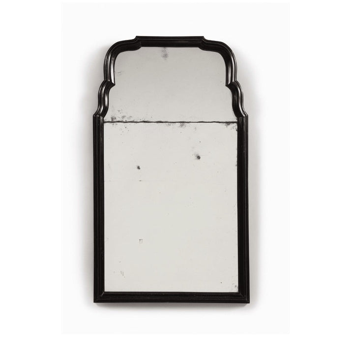 Pair of Queen Anne Style Ebony Pier Mirrors with aged mirror plates in solid ebony frame, early 18th-century design.