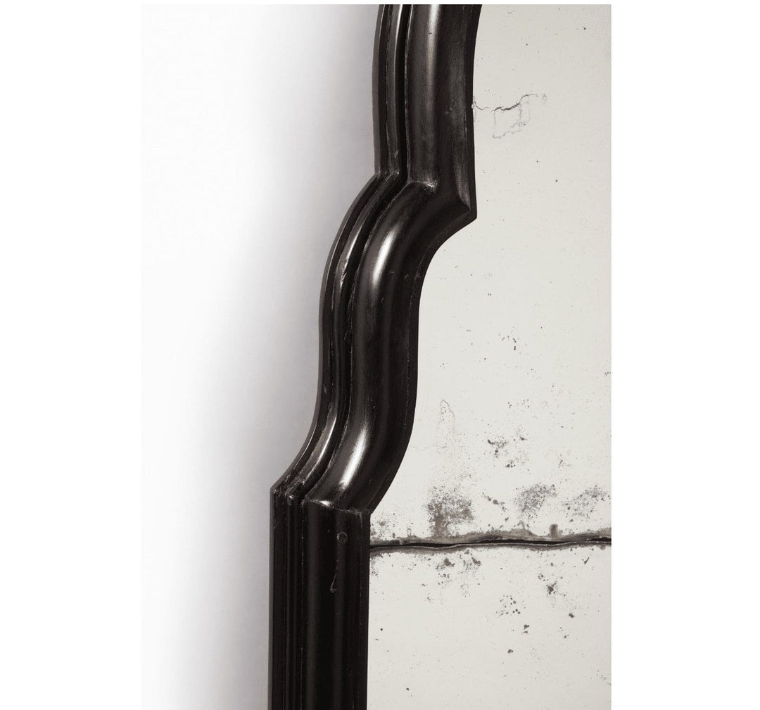 Pair of Queen Anne Style Ebony Pier Mirrors with aged mirror plates and elegant early 18th-century solid ebony frames.
