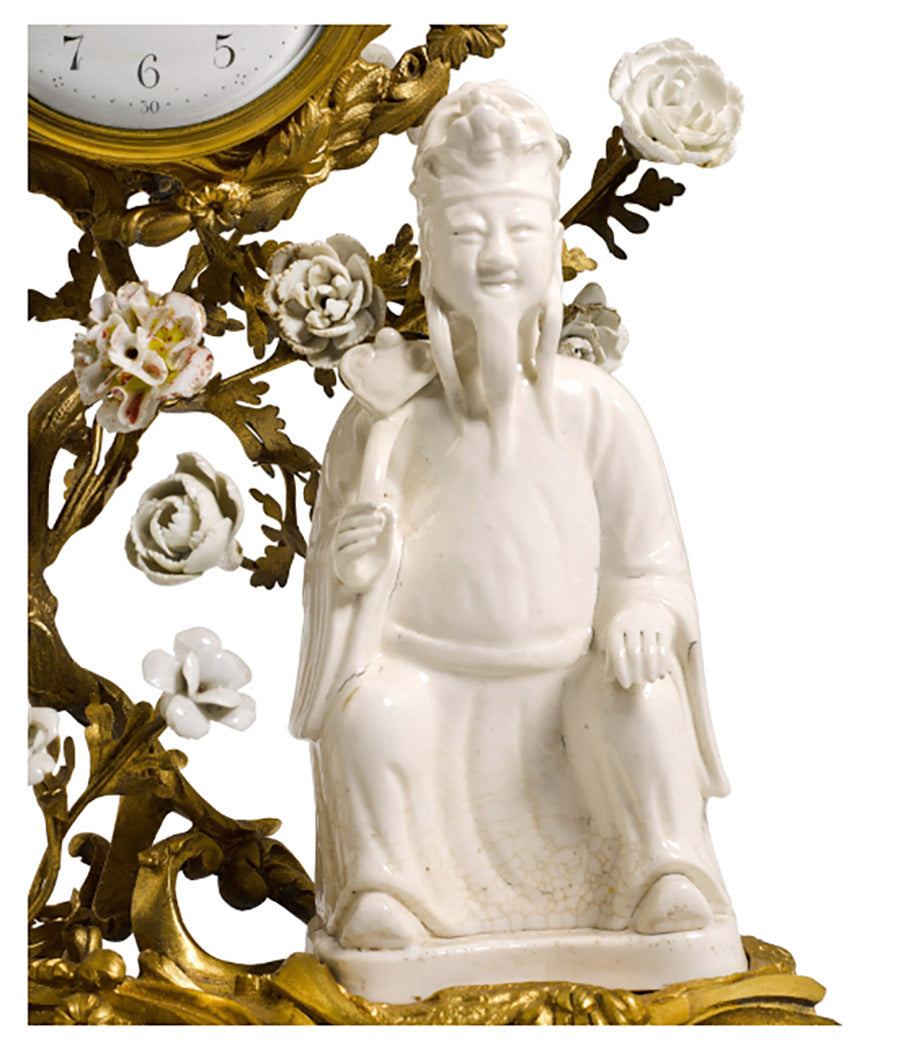 Chinoiserie Rococo Blanc de Chine Mantel Clock