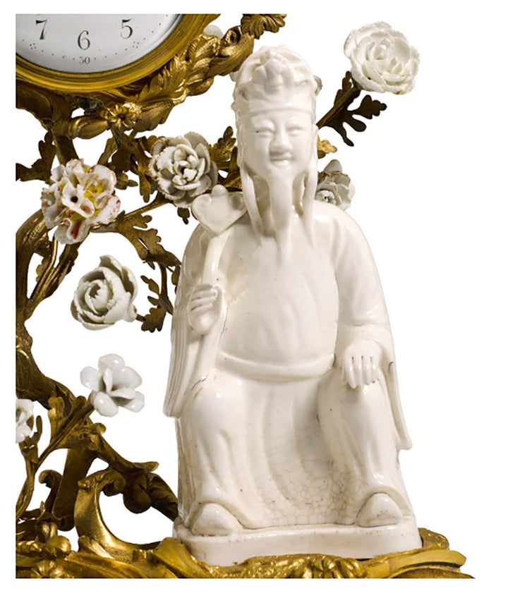 Chinoiserie Rococo Blanc de Chine Mantel Clock