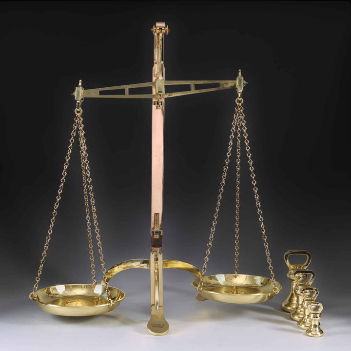 Set of W & T Avery 10 lb Bankers Balance Scales and Weights