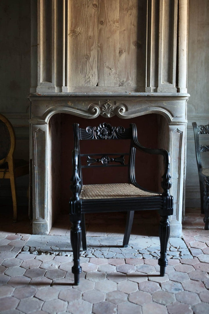 Set of Six Anglo-Indian Ceylonese Ebony Armchairs