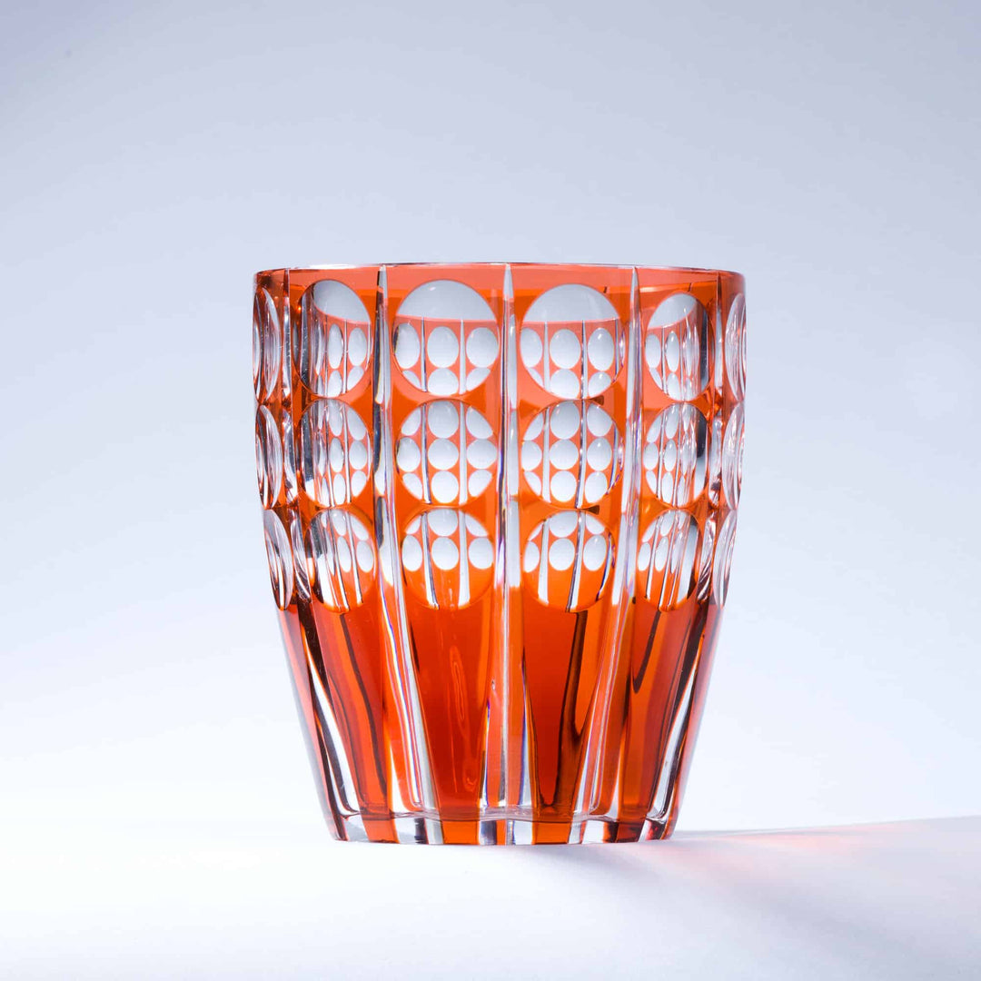 Val St Lambert Orange over Clear Cased Cut Glass Vase