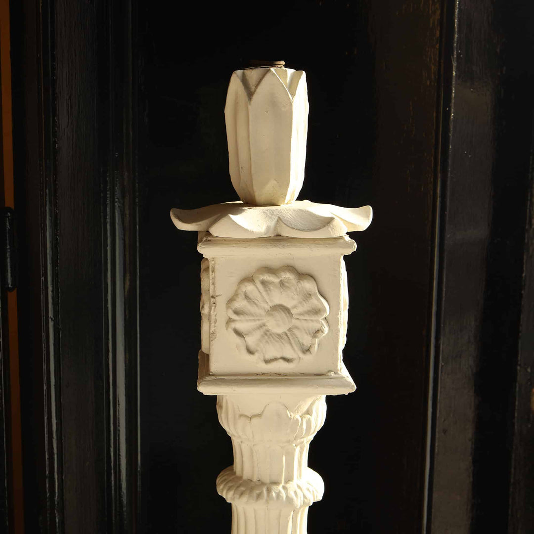 Carved Teak Rajasthani Floor Lamp